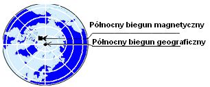 Różnice w lokalizacji biegunów magnetycznych i geograficznych w roku 2010
