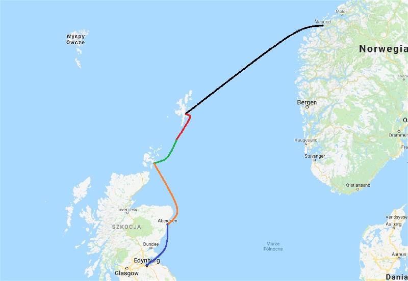 Norwegia > Szkocja: ETAP VIII Alesund - Szetlandy - Edynburg